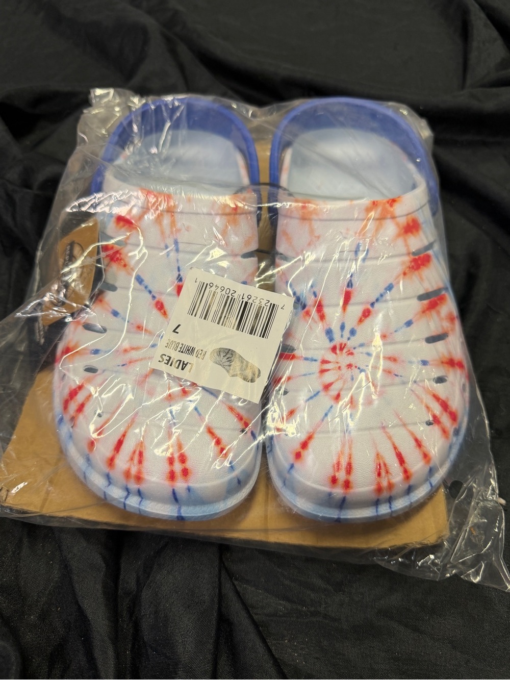 Tie-Dye Clog Slip-Ons - White Red Blue